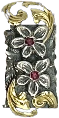 The second keeper, matching the first, engraved and set with rubies.
