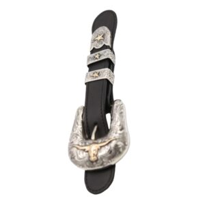 Sterling Silver & 14K Yellow Gold Longhorn Engraved 3 or 4pc. Ranger Design Belt Buckle Set