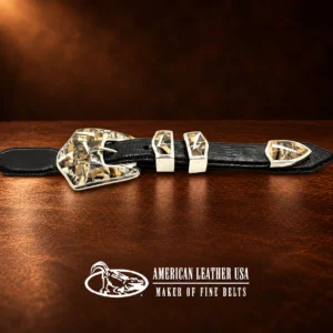 Sterling Silver Mammoth tooth Inlay 4pc. Ranger Belt Buckle Set