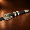 Sterling Silver Mammoth tooth Inlay 4pc. Ranger Belt Buckle Set — detail view 2