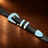 Sterling Silver Blue Turquoise Inlay 4pc. Ranger Belt Buckle Set — detail view 2