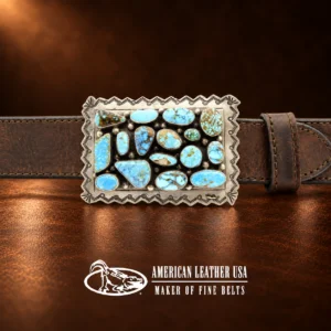 Sterling Silver Golden Hills Turquoise Cluster Belt Buckle