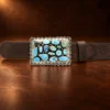 Sterling Silver Golden Hills Turquoise Cluster Belt Buckle — detail view 2