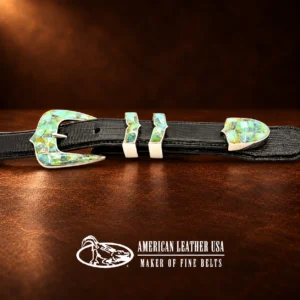 Sterling Silver Sonoran Gold Turquoise Inlay 4pc. Ranger Belt Buckle Set