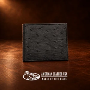 Black Bi-fold Ostrich Wallet