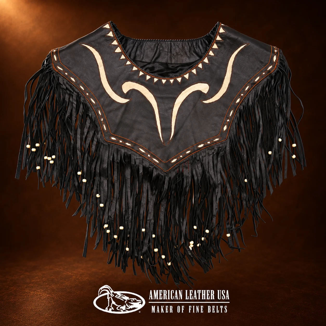 Women's Leather Western Fringe Boho Vest Shawl Wrap