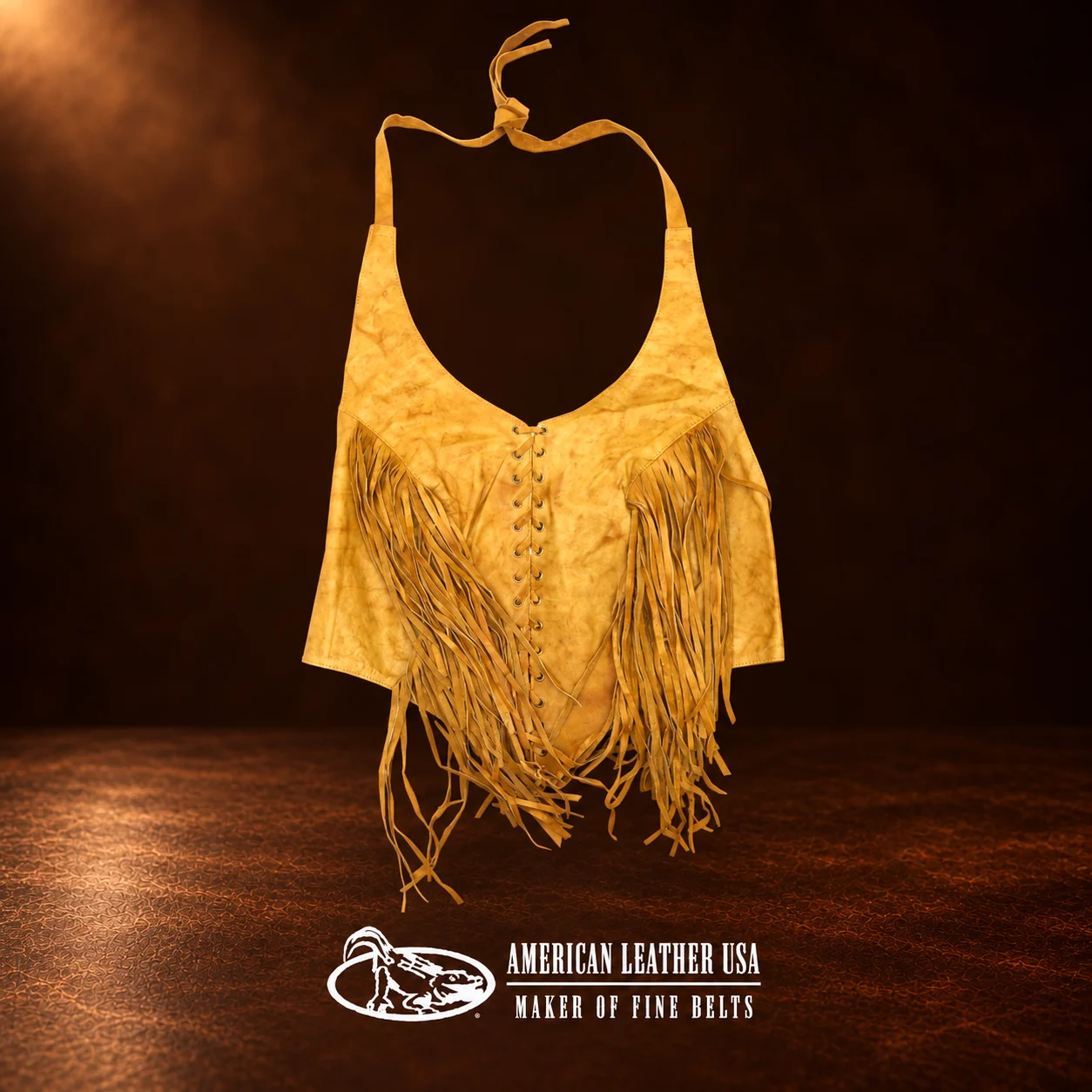 Women's Leather Western Fringe Halter Top