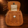 Handtooled Leather Handbag - Brown — detail view 3
