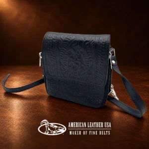 Handtooled Leather Handbag - Black
