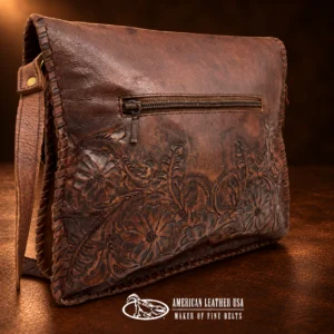 Handtooled Floral Design Leather Handbag