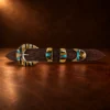 TOSF Zuni Sterling Silver Multi Stone Inlay 4pc. Ranger Design Belt Buckle — detail view 3