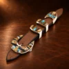TOSF Zuni Sterling Silver Multi Stone Inlay 4pc. Ranger Design Belt Buckle — detail view 4