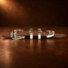 TOSF Zuni Sterling Silver Multi Stone Inlay 4pc. Ranger Design Belt Buckle — detail view 5