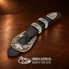 VOGT Chet Vogt Sterling Silver 4pc. Ranger Design Belt Buckle Set w/ Rubies