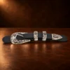 VOGT Chet Vogt Sterling Silver 4pc. Ranger Design Belt Buckle Set w/ Rubies — detail view 2