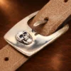 Sterling Silver Skull Engraved Ranger Design Belt Buckle Set — detail view 3