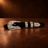 Sterling Silver & 14K Yellow Gold Longhorn Engraved 4pc. Ranger Design Belt Buckle Set — detail view 2