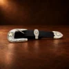 Sterling Silver & 14K Yellow Gold Star Engraved 3pc. Ranger Design Belt Buckle Set — detail view 2