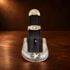 Sterling Silver & 14K Yellow Gold Star Engraved 3pc. Ranger Design Belt Buckle Set — detail view 3
