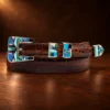 TOSF Zuni Sterling Silver & Multi Stone 4pc. Ranger Design Belt Buckle Set — detail view 2