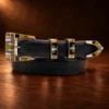 TOSF Zuni Sterling Silver Multi Stone Inlay 4pc. Ranger Design Belt Buckle Set — detail view 2