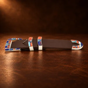 Zuni Sterling Silver & Multi-Stone 4pc. Ranger Design Belt Buckle Set — detail view 2
