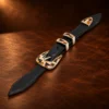 GL Miller Sterling Silver, Onyx, & Jasper 4pc. Ranger Design Belt Buckle Set — detail view 2
