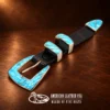 GL Miller Castle Dome Turquoise Ranger Design 4pc. Belt Buckle Set