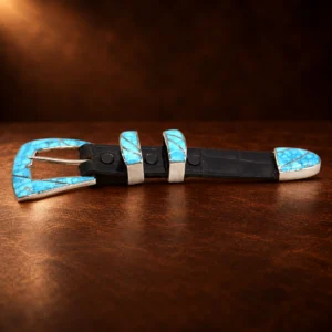 GL Miller Castle Dome Turquoise Ranger Design 4pc. Belt Buckle Set — detail view 3