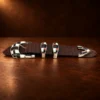 Teme Sterling Silver, Coral, Opal, & Onyx Inlay 4pc. Ranger Design Belt Buckle Set — detail view 2