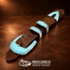 Teme Sterling Silver & Sleeping Beauty Turquoise Inlay 4pc. Ranger Design Belt Buckle Set