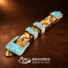 Sterling Silver, Turquoise, & Opal 4pc. Ranger Design Belt Buckle Set