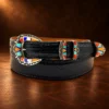 Touch Of Santa Fe Sterling Silver & Multi Stone Horseshoe Rug Design 4pc. Belt Buckle Set — detail view 2