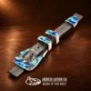 GL Sterling Silver Multi Stone Inlay Curved Ranger Belt Buckle Set