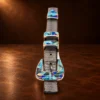 GL Sterling Silver Multi Stone Inlay Curved Ranger Belt Buckle Set — detail view 2