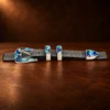 GL Sterling Silver Multi Stone Inlay Curved Ranger Belt Buckle Set — detail view 3