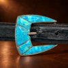 GL Sterling Silver & Sonoran Gold Turquoise Ranger Design 4pc. Belt Buckle Set — detail view 2