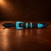 GL Sterling Silver & Sonoran Gold Turquoise Ranger Design 4pc. Belt Buckle Set — detail view 5