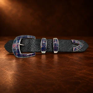 Tèmè Sterling Silver & Opal Ranger Design 4pc. Belt Buckle Set — detail view 5