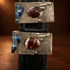 GL Sterling Silver & Agate Ranger Design 4pc. Belt Buckle Set — detail view 3