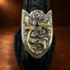 VOGT Sterling Silver & 14K YG 4pc. Ranger Design Belt Buckle Set w/ Rubies — detail view 4