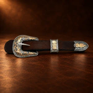VOGT Sterling Silver & 10K YG 3pc. Ranger Design Belt Buckle Set — detail view 5