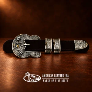 VOGT 'Johnny Bones' 4pc. Sterling Silver & Gold Ranger Buckle Set