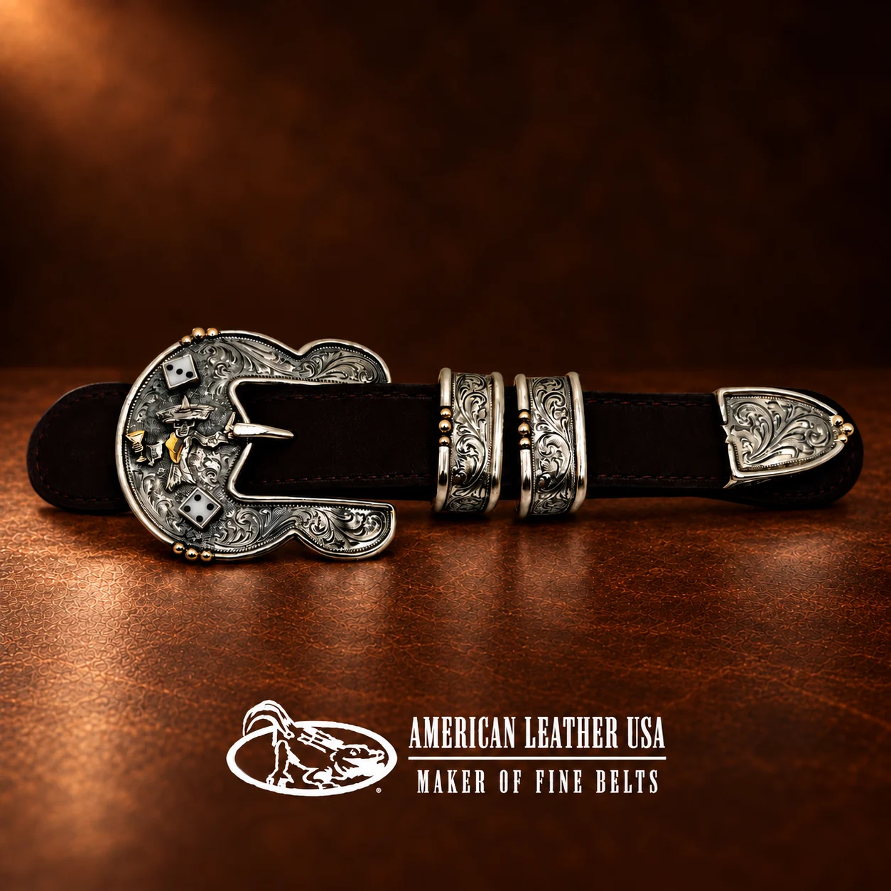 VOGT 'Johnny Bones' 4pc. Sterling Silver & Gold Ranger Buckle Set