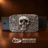 Sterling Silver Skull Belt Buckle