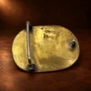 Inlaid Wood, Turquoise, & Brass Belt Buckle — detail view 3