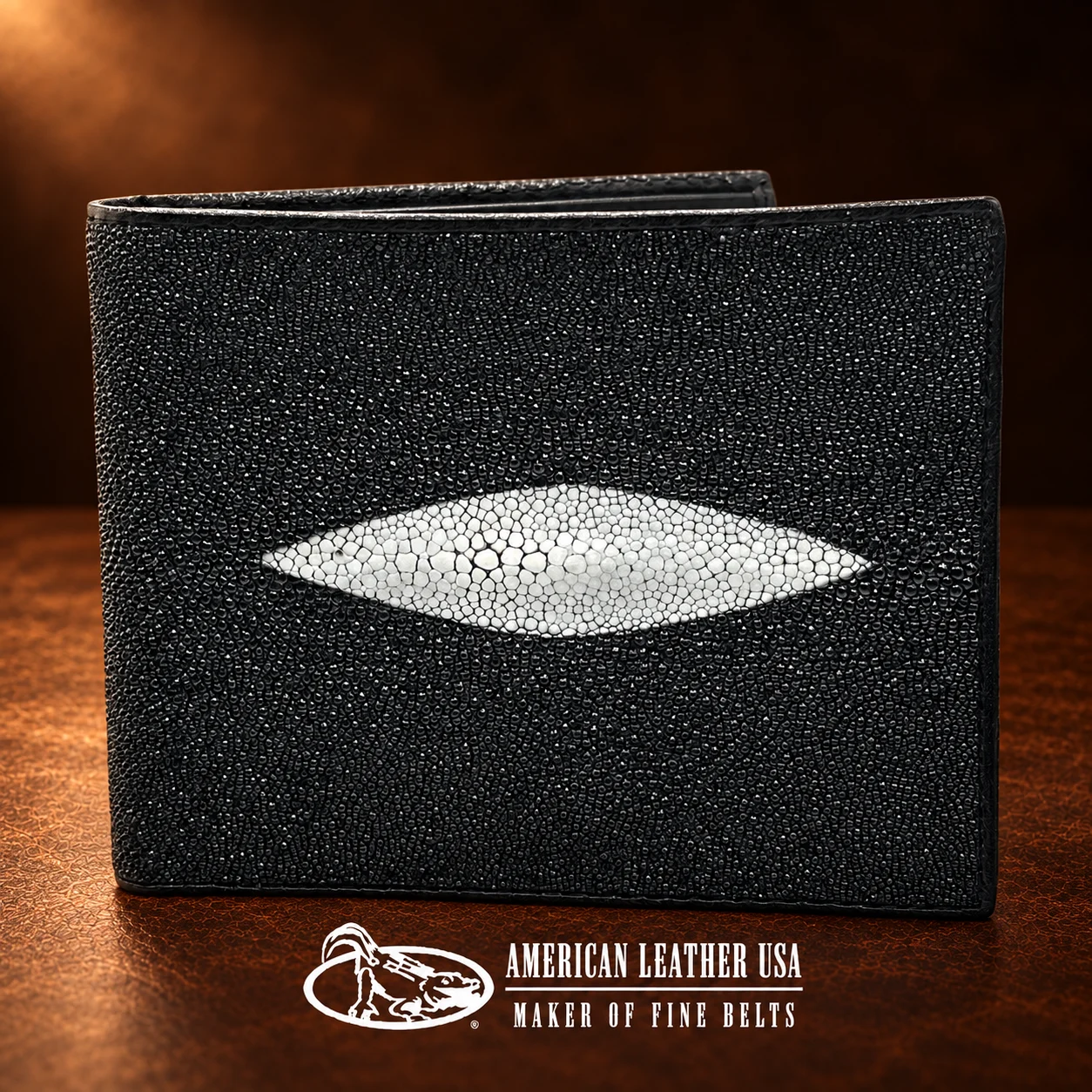 Authentic Stingray Skin White Pearl Eye Bi-Fold Wallet