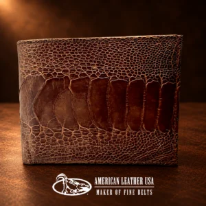 Authentic Ostrich Leg Skin Bi-Fold Wallet