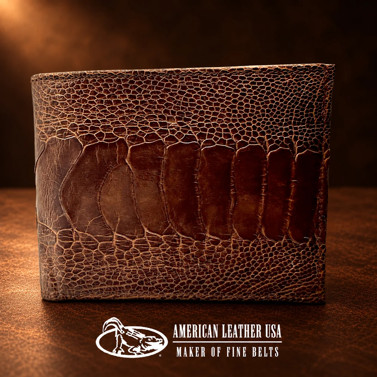 Authentic Ostrich Leg Skin Bi-Fold Wallet