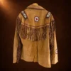 Men's Beaded & Fringe Suede Leather Jacket — detail view 3